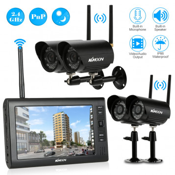 Monitoring bezprzewodowy WiFi 4 kamery 7'' monitor LCD nagrywanie na karcie SD