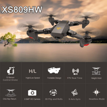 Dron zdalnie sterowany VISUO XS809HW VGA 720P zawis składany