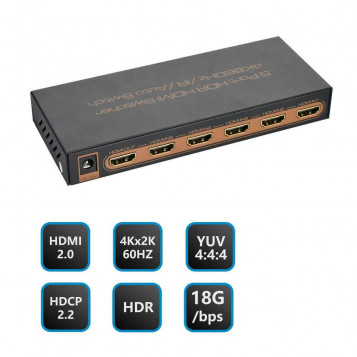 Sumator switcher przełącznik HDMI 5X1 4K 60HZ HDR