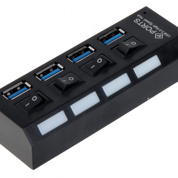 Rozdzielacz USB 3.0 4w1 HUB z przełącznikami
