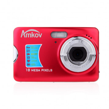 Aparat cyfrowy 18MPx LCD 2.7' 720P 8xZoom AMKOV AMK-CDFE czerwony