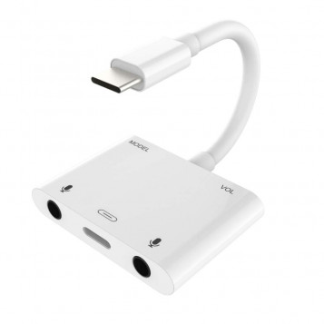 Adapter USB C do podwójnego mikrofonu AUX 3.5 mm