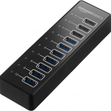 Aktywny 10-portowy HUB AmazonBasics USB-A 3.1 srebrny