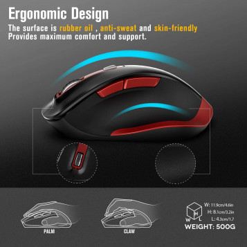 Mysz bezprzewodowa optyczna ergonomiczna TedGem USB