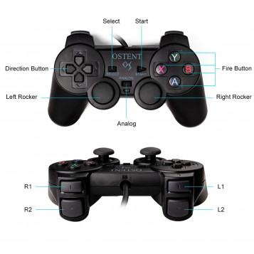Przewodowy kontroler pad OSTENT do PS2 PS1 PS One PSX Dual Shock
