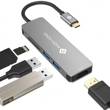 Hub HDMI 5 w 1 NOVOO 4K USB-C 2xUSB3.0 SD