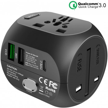 Uniwersalny adapter podróżny konwerter zasilacza UPPEL USB 3A Quick Charge 3.0