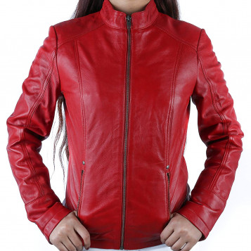 Urban leather modna skórzana kurtka damska czerwona M RT01