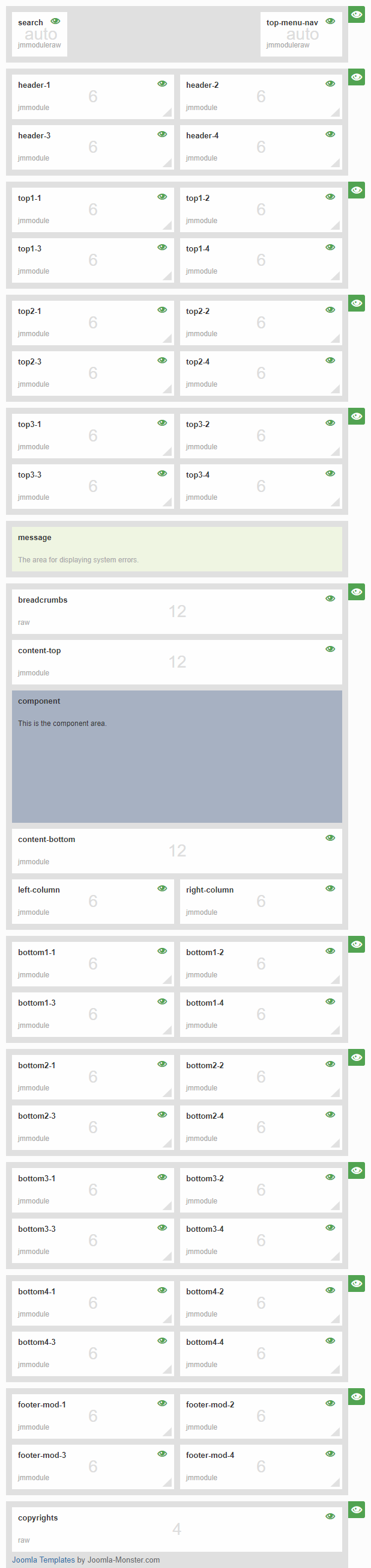 Module positions for small screen